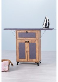 Resim Rose Katlanır Dolaplı Ütü Masası / Ütü Dolabı Çam Gövde, Antras 