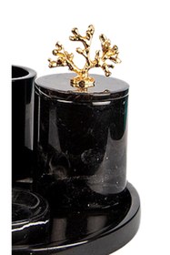 Resim MIARIK DESIGN & DEKORASYON Dekoratif Siyah Mermer Pamukluk Gold Mercan Detaylı 