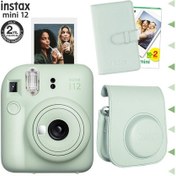 Resim Fujifilm Instax Mini 12 Fotoğraf Makinesi + 20'li Film + Laporta Albüm + Deri Kılıf Yeşil 