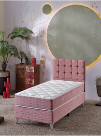 Resim beehanem 120x200 Bengü Yatak Baza Başlık Set Pembe 