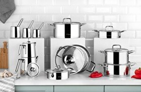 Resim Aryıldız Deluxe Prestige 20 Parça İdeal Çeyiz Çelik Tencere Seti 