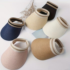 Resim 1 Adet Unisex Vintage Fransız Caz Saman Şapka - Geniş Kenarlı, Nefes Alabilir Esnek Uyumlu, Hafif Plaj, Açık Hava & Yaz Seyahati İçin - 6 Renk (Siyah/Bej/Beyaz/Açık Mavi/Koyu Kahverengi) 