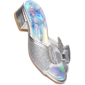 Resim Unicorn Kız Çocuk Topuklu Simli Abiye Terlik 