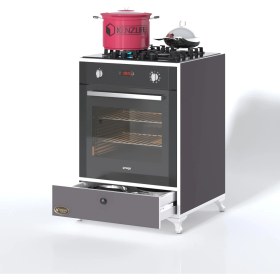 Resim Kenzlife ankastre modülü kabini fosfat gri fırın ocak dolabı çekmeceli ayaklı 