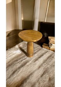 Resim Simillo El Yapımı Doğal Ahşap Koyu Ceviz Renkli Yan Sehpa Tekli Mantar Sehpa - Wooden Coffee Table Koyu Ceviz 