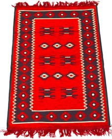 Resim Etnik Motifli Otantik Dekoratif Kilim Desenli Halı 60cmx90cm M1 Kırmızı - Siyah 
