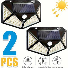 Resim Ultra parlak deniz spot ışığı güneş enerjili, 100LED ışık, akıllı ışık kaynağı algılama, gece otomatik olarak yanar, gündüz otomatik şarj olur, dört yönlü aydınlatma, hareket sensörleri ile donatılmış, güneş enerjisi şarjlı, kolay kurulum 