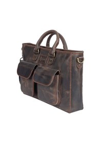 Resim Twingold Kişiye Özel Deri Crazy Evrak / Laptop Çantası Kahverengi 