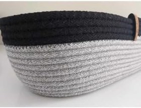 Resim Oval Sepet Düzenleyici Organizer Hasır Sepet Dekorasyon Hediyelik - 32X18X10 Cm Gri 