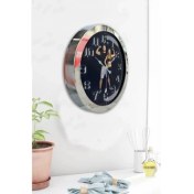 Resim Bahat Krom Çerçeveli Salon Ofis Duvar Saati 36 cm 