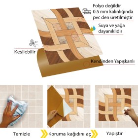 Resim Tink Kendinden Yapışkanlı Ahşap 010 Desenli Pvc Karo 30X30 cm (4 Adet) 0,36 M2 