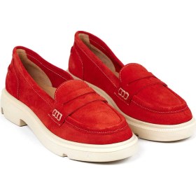 Resim Bestello Bağcıksız Poli Loafer 101-226505-01 Kadın Ayakkabı Kırmızı Suet 