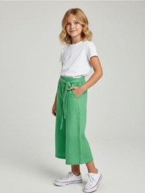 Resim Zekids Kız Çocuk Bol Paça Pantolon-16751 Yeşil 