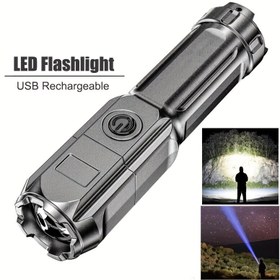 Resim Yüksek Güçlü Zumlanabilir LED El Feneri USB Şarj Edilebilir Kamp, Balık Tutma, Acil Durumlar İçin İdeal 