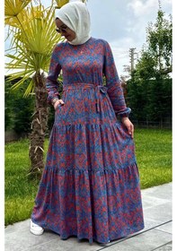 Resim Rabia Şamlı Betül Turuncu Tesettür Elbise Çok Renkli 