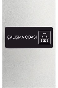 Resim zafrakreklam Alüminyum Ofis Departman Kapı Isimliği, Yönlendirme Levhası ÇALIŞMA ODASI - 24x9 Cm Siyah Renk 