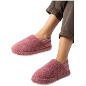 Resim Kadın Lastikli Kaymaz Taban Peluş Havlu Kumaş Ev Ayakkabısı Panduf Pembe-pembe Pembe 