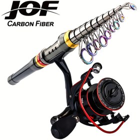 Resim Yeni Karbon Fiber Olta Kamışı ve Makara Kombosu Teleskopik Seyahat Kamışı 5.2:1 Dişli Oranı Metal Saplı İki El Kullanımlı Açık Deniz Tatlısu Balıkçılık Seti 