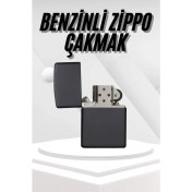 Resim Hediyelik Zarif Zippo Model Siyah Benzinli Çakmak 