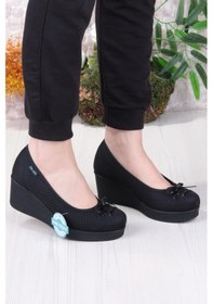 Resim Fort King Annabel Rahat Hafif Anatomic Insole Taban Dolgu Topuk Kadın Ayakkabı Siyah 