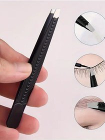 Resim NaturalCharm Profesyonel Paslanmaz Çelik Kaş Cımbızı, Siyah Hipoalerjenik Hassas Kıl Alma Kaş Şekillendirme Aracı 