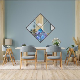 Resim Resmo Amalfi 62x62 Cm Doğal Ağaç Çerçeveli Antik Limra Taşlı Bizoteli Salon Dresuar Konsol Ofis Butik Ayna 