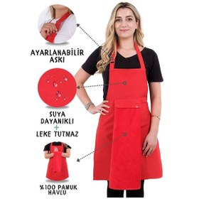 Resim Star Ayar Askılı Havlulu Mutfak Önlüğü Seti Havlulu Önlük Kırmızı-kırmızı 