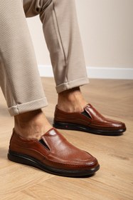 Resim maximoda Hakiki Deri, Anatomik ve Ortopedik, İç Dış Deri, Extra Yumuşak, Bağcıksız Baba Ayakkabı 