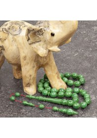 Resim Eski Şamdan Obje Kadim Katalin Beyzi Kesim 10x11.5mm Tesbih Yeşil 