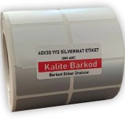 Resim Kalite Barkod 40X30 mm Yanayan2 Li Silvermat Etiket | Rulo Demirbaş Etiketi 