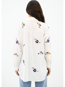 Resim Koza Butik Kadın Nakış İşlemeli Oversize Gömlek 1735-24 001 