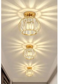 Resim İstanbul Avize Milano Tekli Gold Metal Kaplama Kristal Taşlı Lüx Plafonyer Avize Gold 