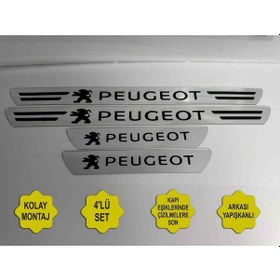 Resim Peugeot Grubu Uyumlu Kapı Eşiği Koruyucu Ön - Arka 4'lü Set 