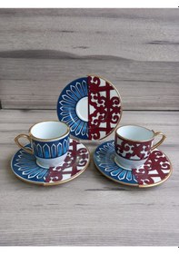 Resim River World 12 Parça 6 Kişilik Porselen Türk Kahvesi Fincan Takımı Olv Serisi Çok Renkli 