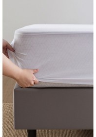Resim Yatak Alezi Micro Kumaş Fitted Full Kenar Sıvı Geçirmez Yatak Koruyucu Beyaz 