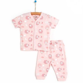 Resim HelloBaby Basic Kız Bebek Baharlık Kısa Kol Çıtçıtlı Pijama Takımı 