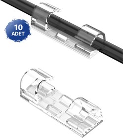 Resim Soillium 10 Adet Kablo Düzenleyici Klips Şarj ve USB Kablolarını Masa Duvara Sabitleyen Yapışkanlı Organizer 
