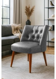 Resim Milano Berjer - Modern Tekli Koltuk - Deri Kumaş - Gri 