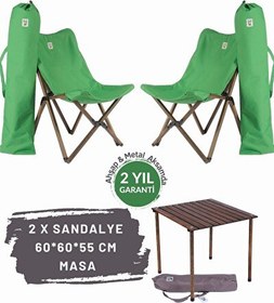 Resim Antrasit Yeşil Kılıf Sandalye ve 60x60x55 CM Kahverengi Ahşap Katlanır Masa Seti 
