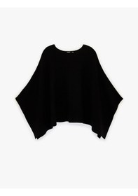Resim Koton Uzun Yarasa Kollu Bisiklet Yaka Oversize Triko Panço Siyah 6wak90579ht Siyah 