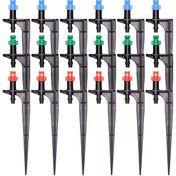 Resim 20 adet Bahçe sulama kiti 90/180/360 derece püskürtme nozulu, 11cm toprak tıpası ve 1/4 inç barb - sera tarım çiftlikleri ve açık hava sulamaları için bahçe sulama spreyi, bahçe sprinkler aksesuarları | plastik yapı, bahçe sulama sistemi 