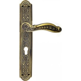 Resim Raftan Topla Antika Tarz Dekoratif Pirinç Ulu Model Desenli Oda Kapı Kolu - 354X57 Mm, Antik 