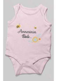 Resim Morivokids Annesinin Balı Sıfır Kollu Bebek Body %100 Pamuk Bebe Pembe 