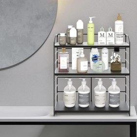 Resim Ayarlanabilir Raflı 40cm Baharatlık, Organizer, Düzenleyizi Tezgahüstü Banyo, Mutfak, Ofis Model-1 (Siyah) 