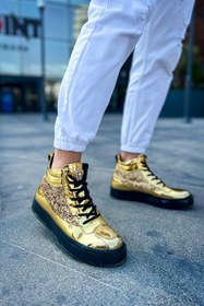 Resim Pabucmarketi Bağcıklı Erkek Sneaker Bot Altın Altın 