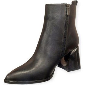 Resim Venüs 2552003k Kalın Topuk Sivri Klasik Deri Kadın Bot Siyah 