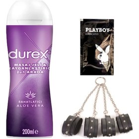 Resim Durex Aloe Vera Masaj&kayganlaştırma Jel + Siyah Deri El Ve Ayak Kelepçesi + Hediye 