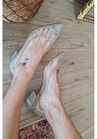 Resim 135 5335 Topukla Kadın Kalın Topuklu Taşlı Tül Abiye Ayakkabı 001 