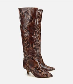 Resim Hotiç Kadın Deri Yılan Desenli Sivri Burunlu Topuklu Çizme 01cıh317700a480 01cıh317700a480 Kahverengi 