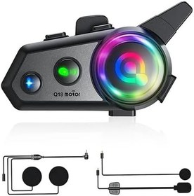 Resim Q18 Motosiklet Kask Kulaklık Intercom Işıklı 2 Eşleşme Özellikli 1000 Mah 